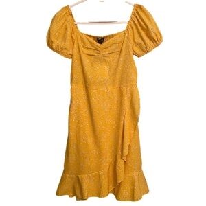 NWT QED London Floral Mini Dress Puffy Sleeves Wrap Style Size XS